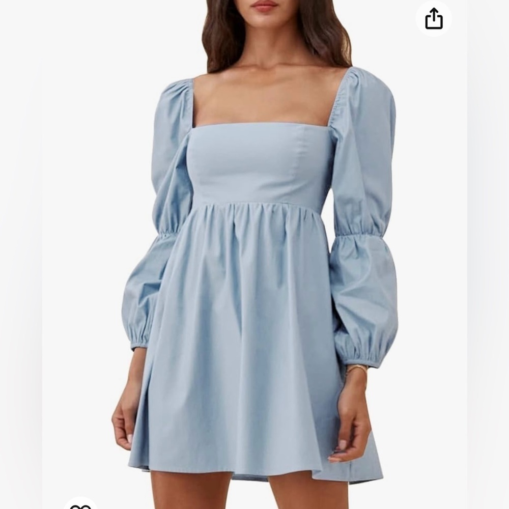 Square neck puff sleeve a line mini dress size xl